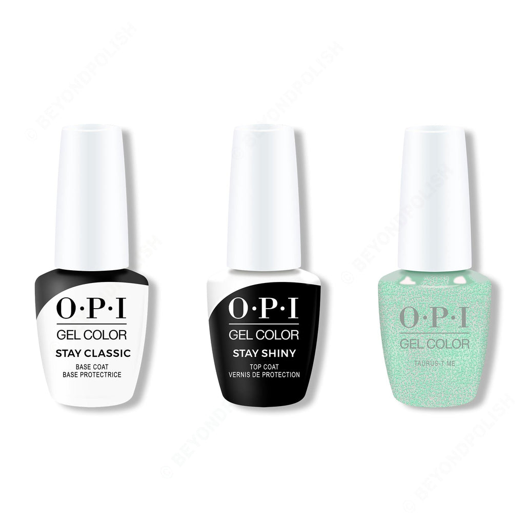 OPI GelColor Combo - Stay Classic Base, Shiny Top & Taurus-t Me - Salon Quality