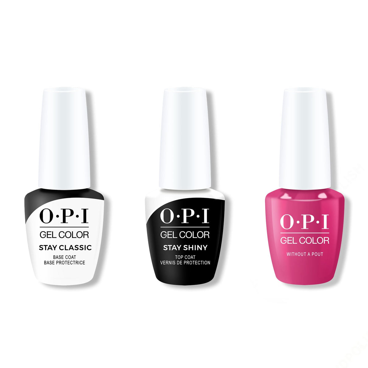OPI GelColor Combo - Stay Classic Base, Shiny Top & Without a Pout - Salon Quality