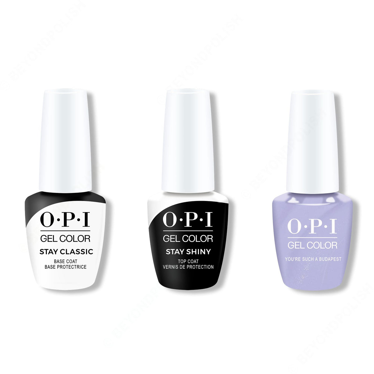 OPI GelColor Combo - Stay Classic Base, Shiny Top & Youre Such A BudaPest - Salon Quality