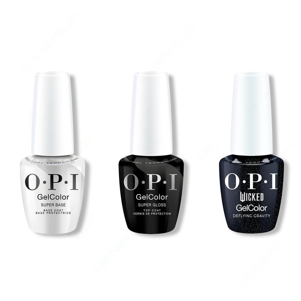 OPI GelColor Combo - Super Base, Super Gloss Top & Deflying Gravity - Salon Quality