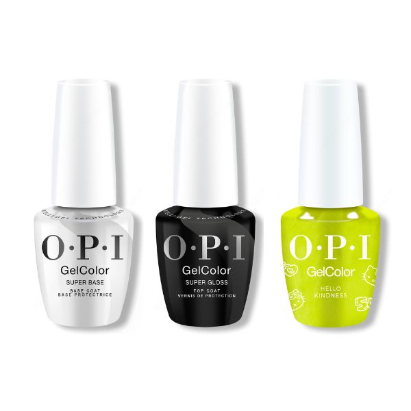 OPI GelColor Combo - Super Base, Super Gloss Top & Hello Kindness - Salon Quality