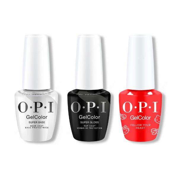 OPI GelColor Combo - Super Base, Super Gloss Top & Hello Kitty, Hello Pretty - Salon Quality
