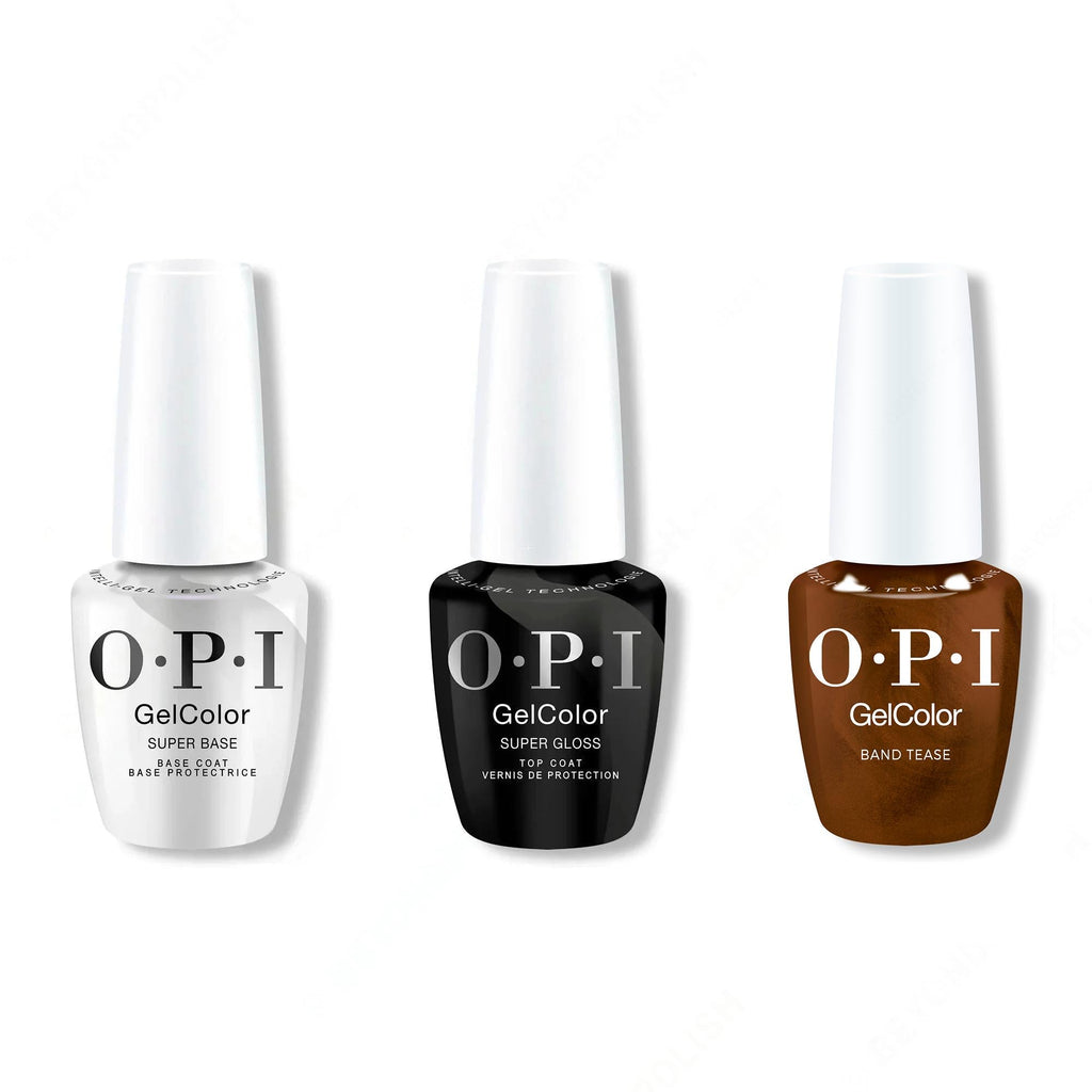 OPI GelColor Intelli-Gel Combo - Super Base Coat, Super Gloss Top Coat & Band Tease - Salon Quality