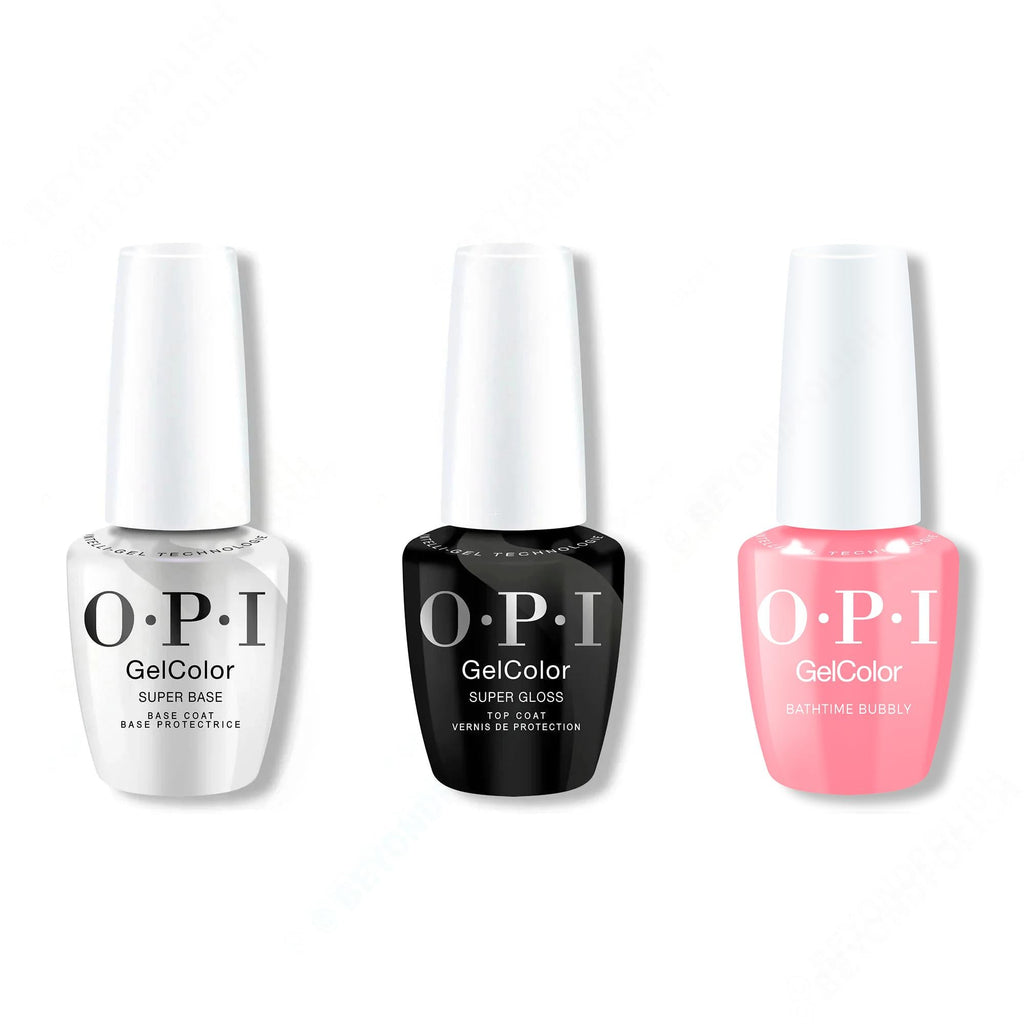 OPI GelColor Intelli-Gel Combo - Super Base Coat, Super Gloss Top Coat & Bathtime Bubbly - OPIcons Spring 2026 - Salon Quality