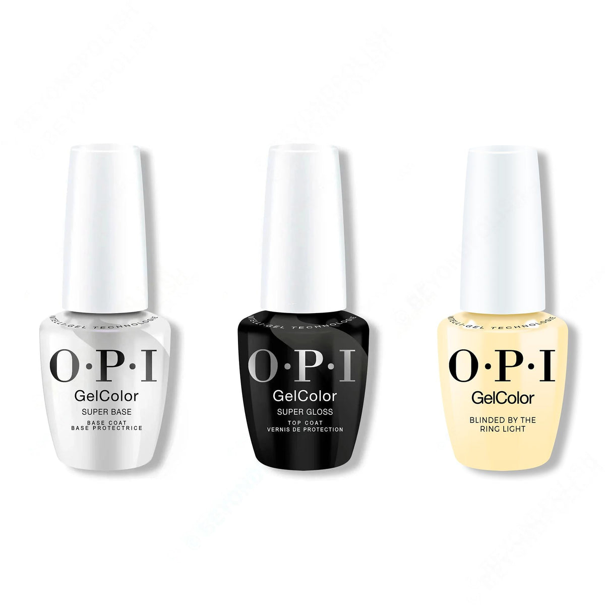 OPI GelColor Intelli-Gel Combo - Super Base Coat, Super Gloss Top Coat & Blinded By The Ring Light 0.5 Oz - Salon Quality