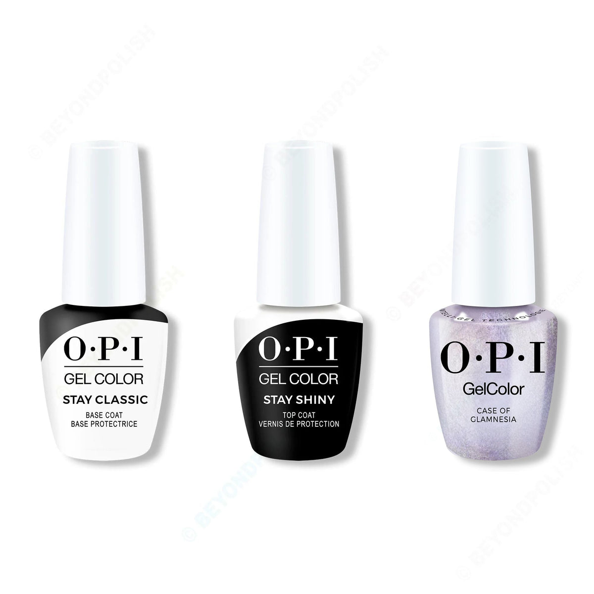 OPI GelColor Intelli-Gel Combo - Super Base Coat, Super Gloss Top Coat & Case of Glamnesia - Salon Quality