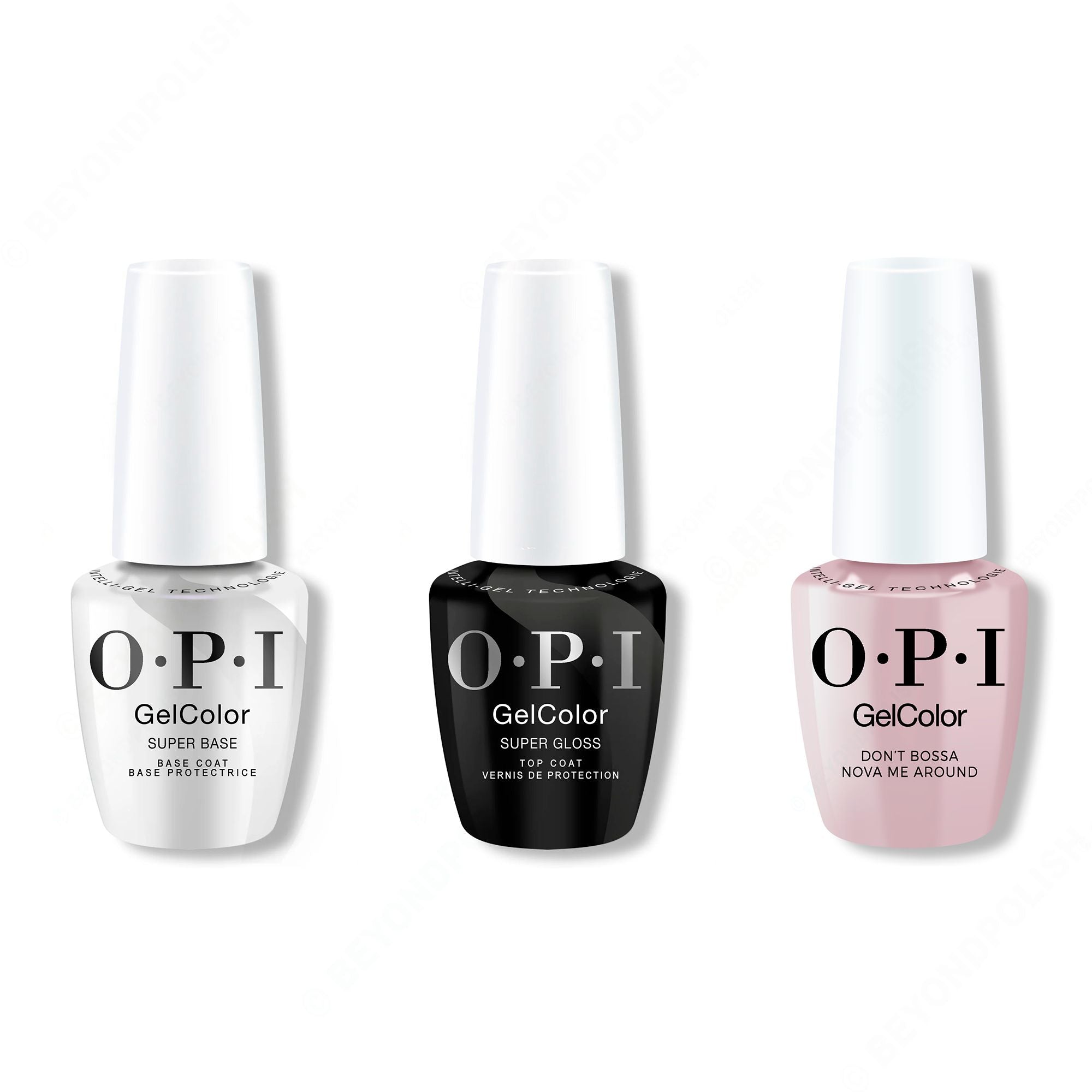 OPI GelColor Intelli-Gel Combo - Super Base Coat, Super Gloss Top Coat & Don't Bossa Nova Me Around - Salon Quality