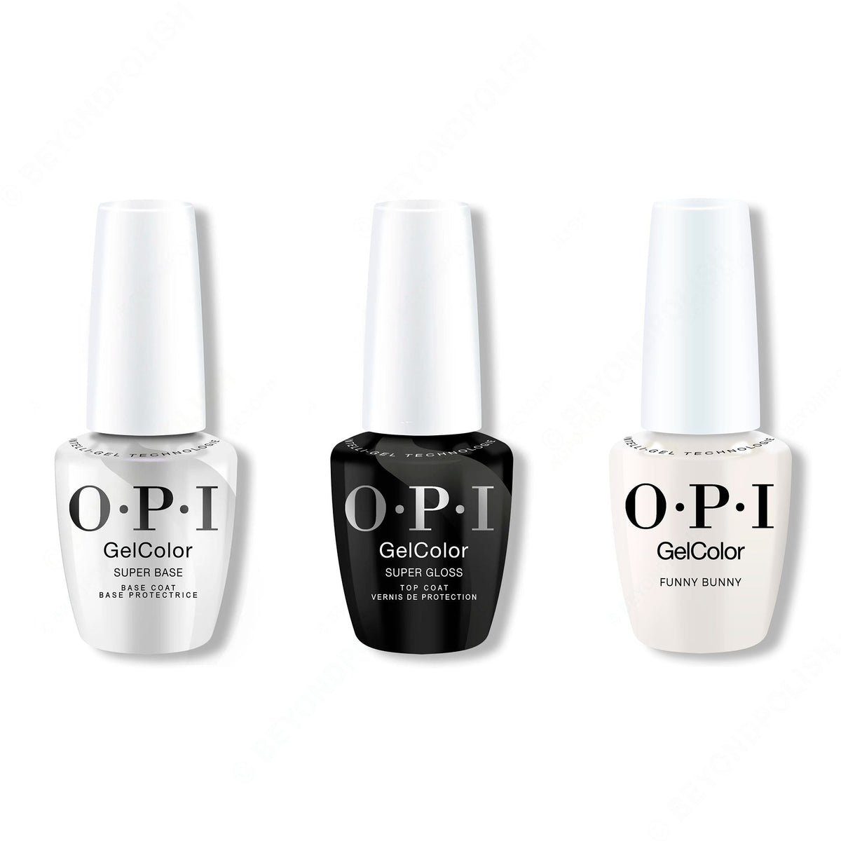 OPI GelColor Intelli-Gel Combo - Super Base Coat, Super Gloss Top Coat & Funny Bunny - Salon Quality