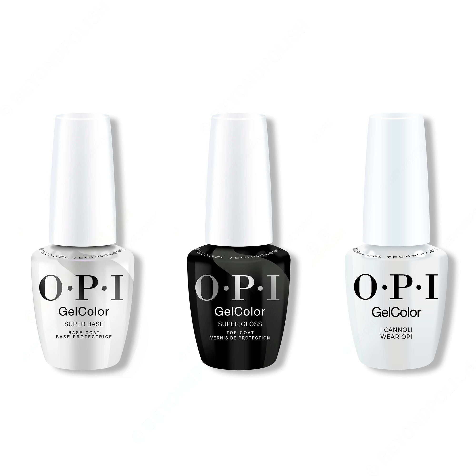 OPI GelColor Intelli-Gel Combo - Super Base Coat, Super Gloss Top Coat & I Cannoli Wear OPI - Salon Quality