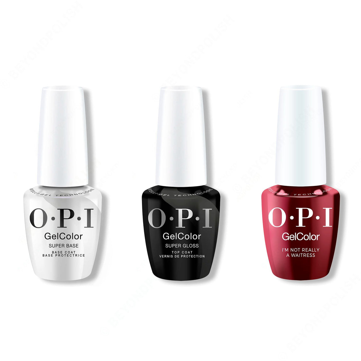 OPI GelColor Intelli-Gel Combo - Super Base Coat, Super Gloss Top Coat & I'm Not Really a Waitress - Salon Quality