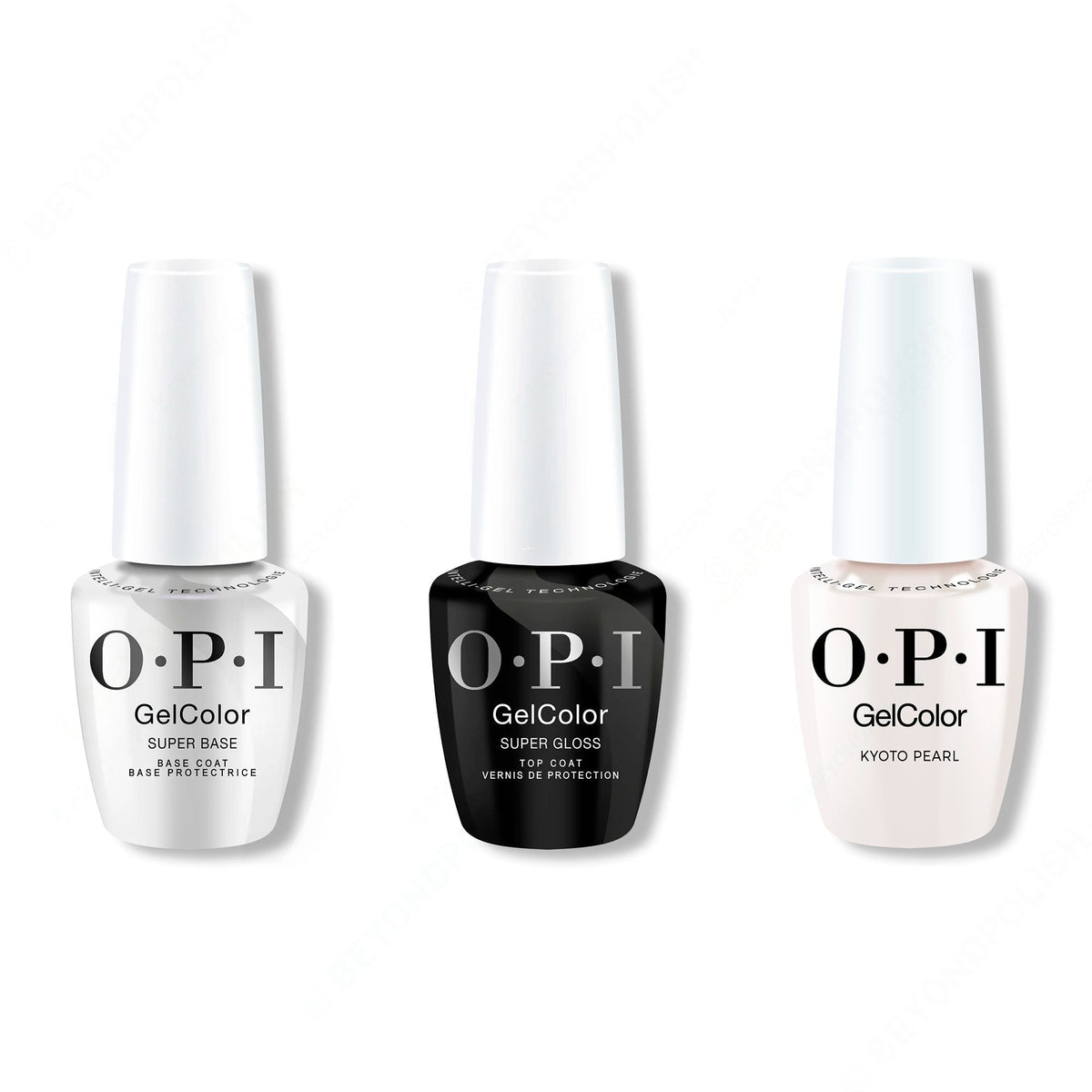 OPI GelColor Intelli-Gel Combo - Super Base Coat, Super Gloss Top Coat & Kyoto Pearl - Salon Quality