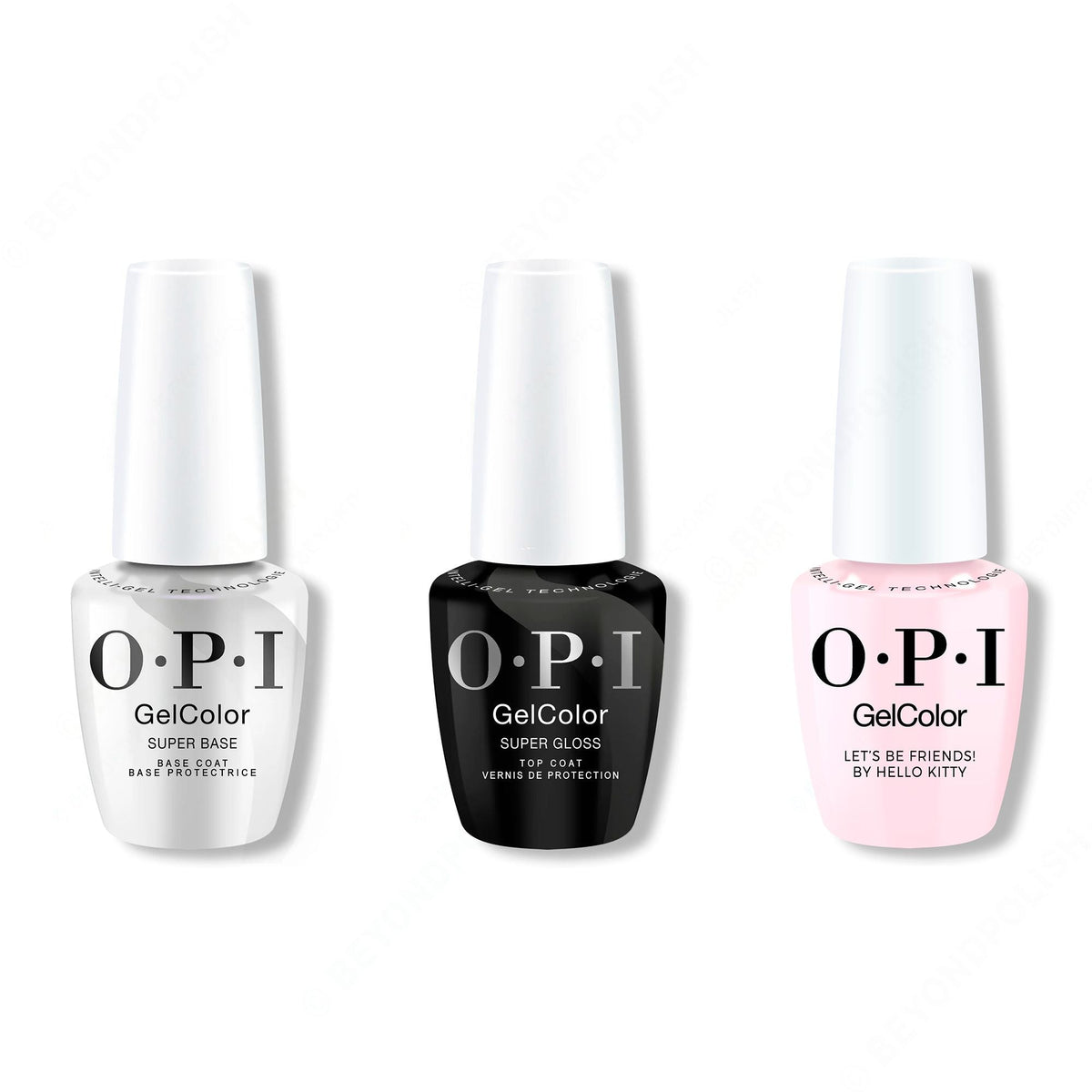 OPI GelColor Intelli-Gel Combo - Super Base Coat, Super Gloss Top Coat & Let's Be Friends! - Salon Quality