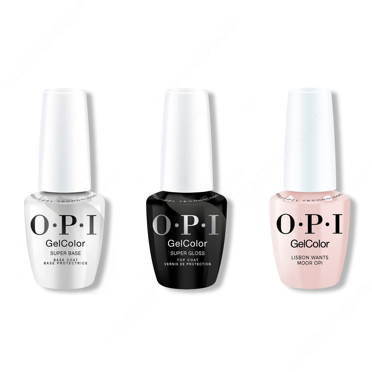 OPI GelColor Intelli-Gel Combo - Super Base Coat, Super Gloss Top Coat & Lisbon Wants Moor OPI - Salon Quality