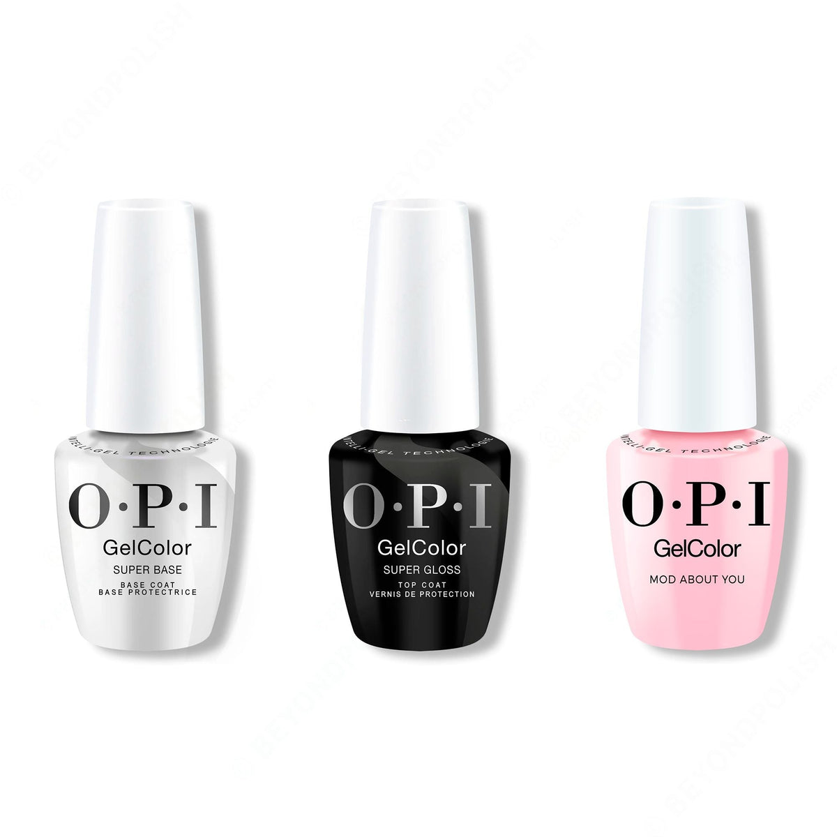 OPI GelColor Intelli-Gel Combo - Super Base Coat, Super Gloss Top Coat & Mod About You - Salon Quality