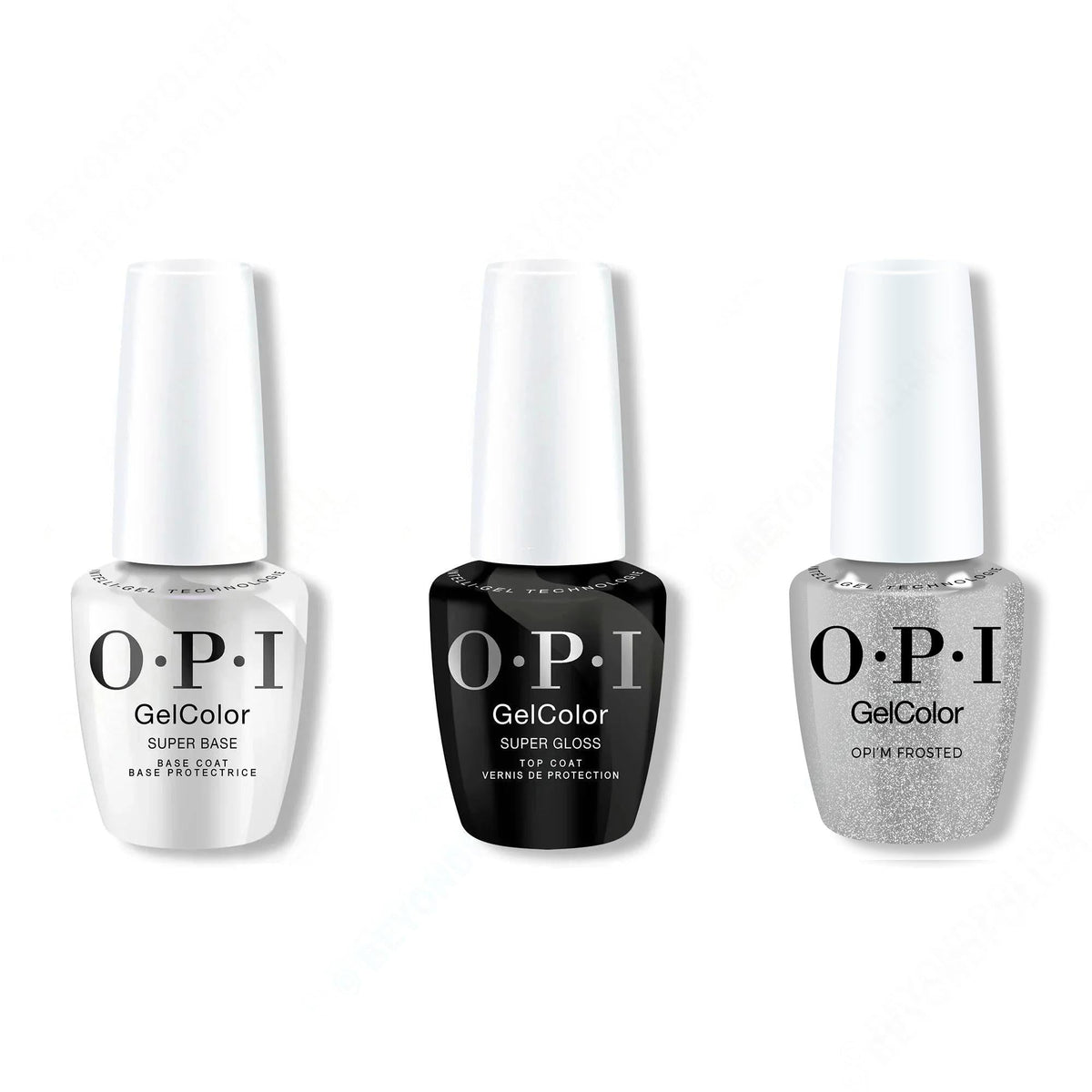 OPI GelColor Intelli-Gel Combo - Super Base Coat, Super Gloss Top Coat & OPI'm Frosted - Salon Quality