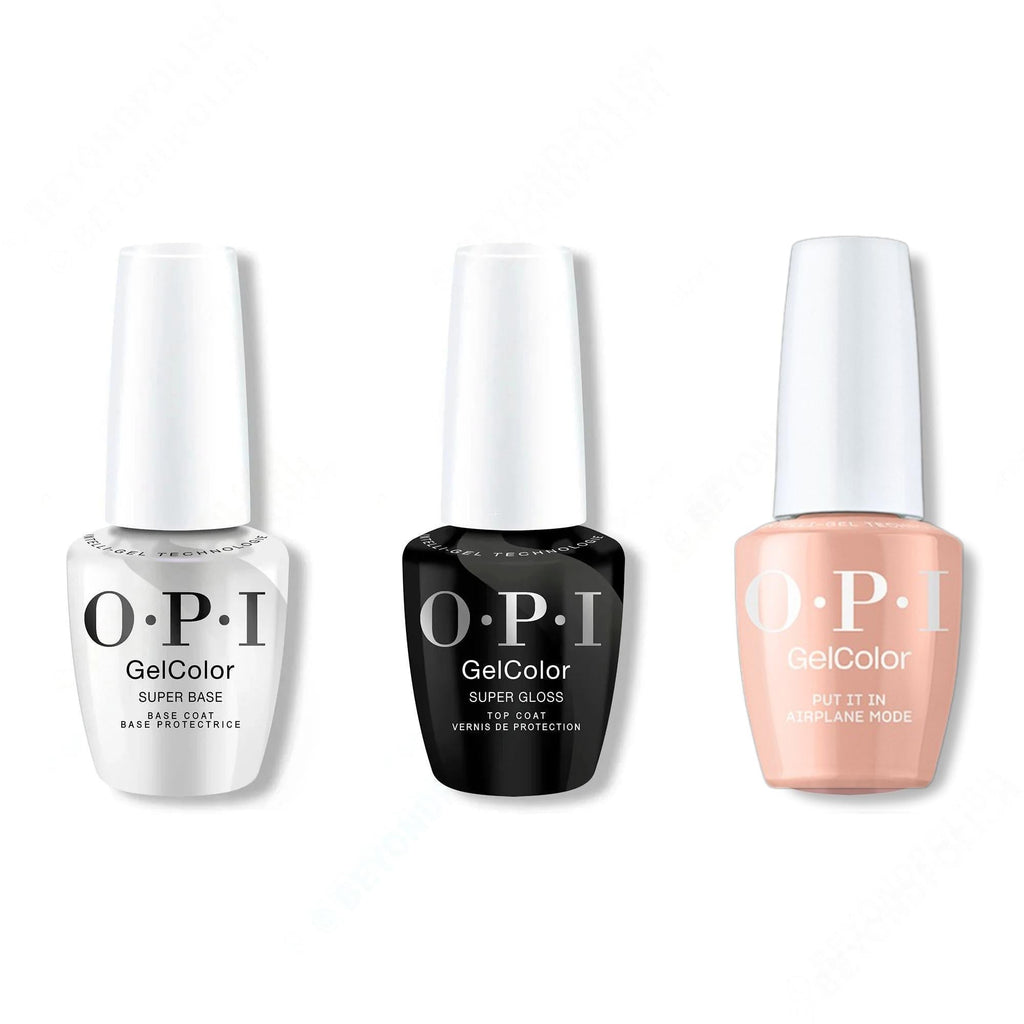 OPI GelColor Intelli-Gel Combo - Super Base Coat, Super Gloss Top Coat & Put It in Airplane Mode - OPIcons Spring 2026 - Salon Quality