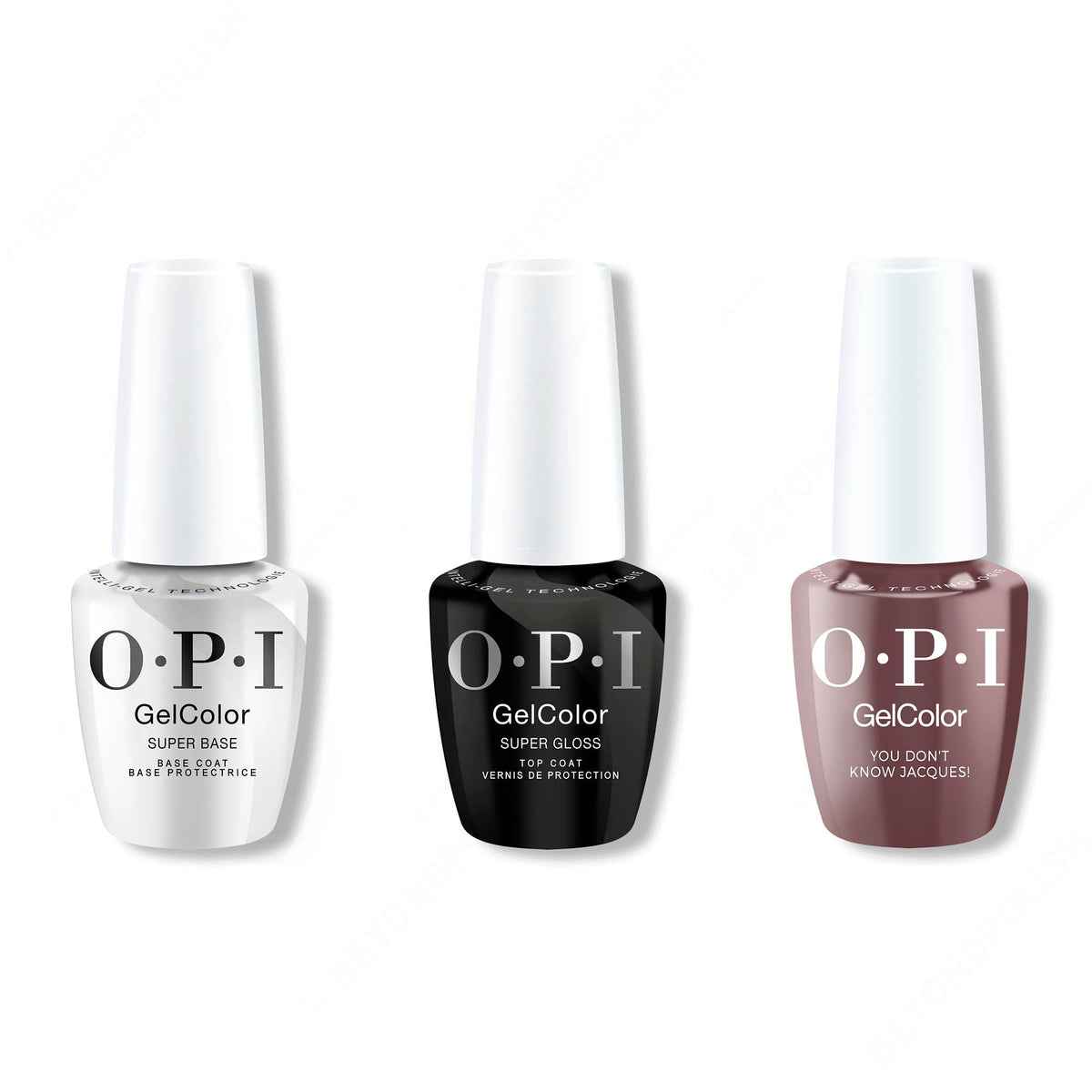 OPI GelColor Intelli-Gel Combo - Super Base Coat, Super Gloss Top Coat & You Don't Know Jacques! - Salon Quality
