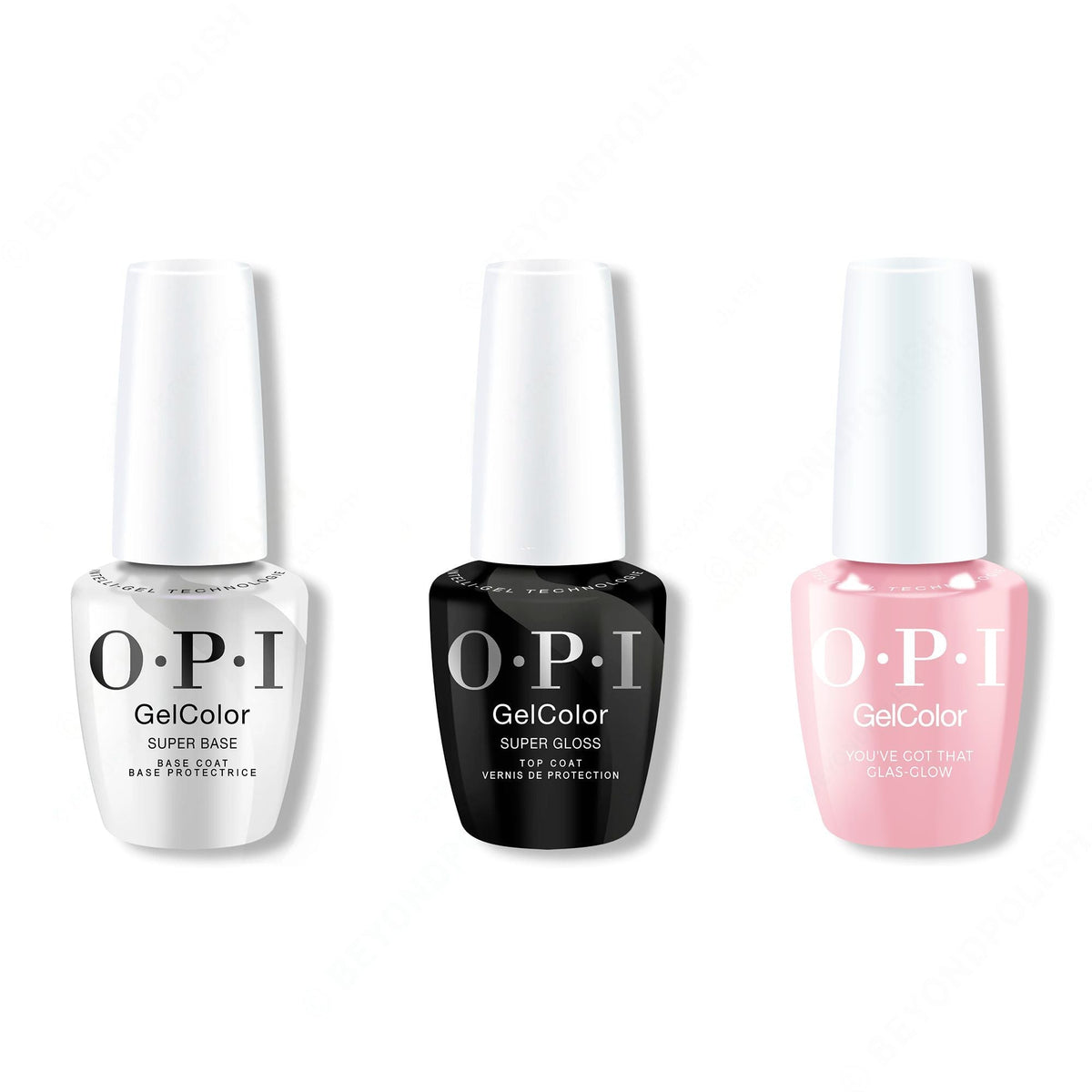 OPI GelColor Intelli-Gel Combo - Super Base Coat, Super Gloss Top Coat & You've Got That Glas-glow - Salon Quality