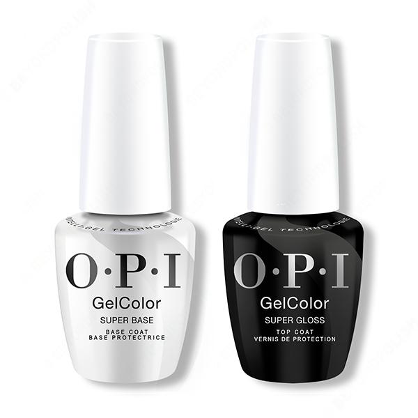 OPI GelColor Intelli-Gel - Super Base Coat and Super Gloss Top Coat Combo - Salon Quality