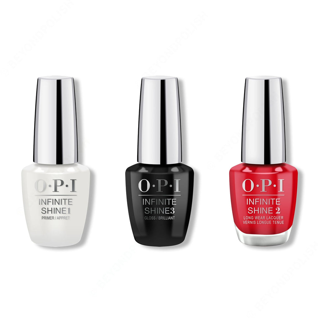 OPI - Infinite Shine Combo - Base, Top & Big Apple Red - Salon Quality
