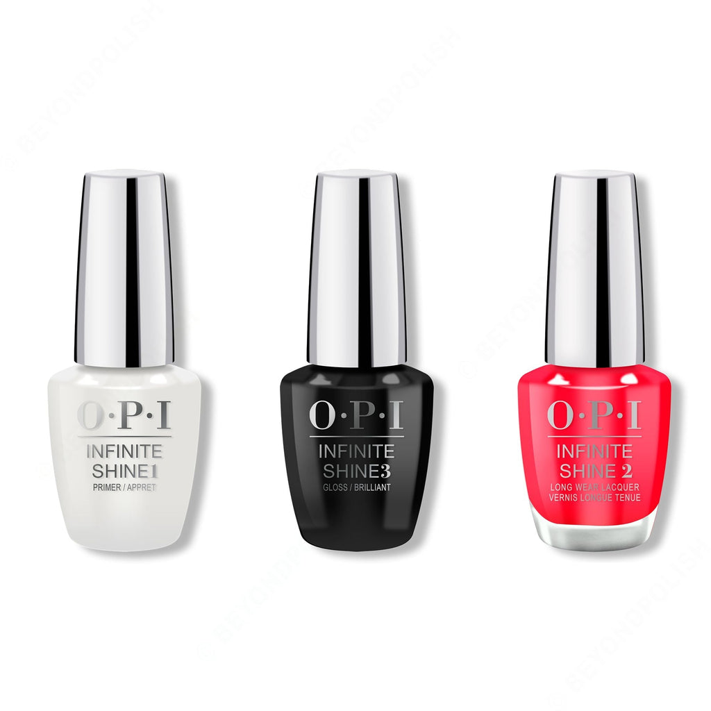 OPI - Infinite Shine Combo - Base, Top & Coco-Cola Red - Salon Quality