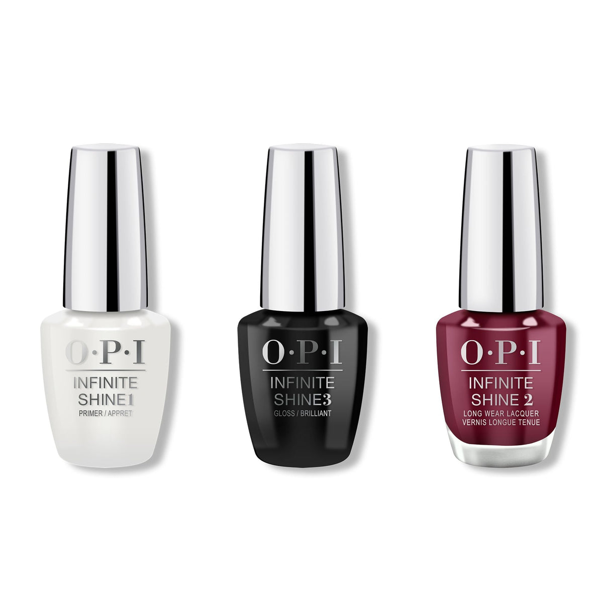 OPI - Infinite Shine Combo - Base, Top & Malaga Wine - Salon Quality
