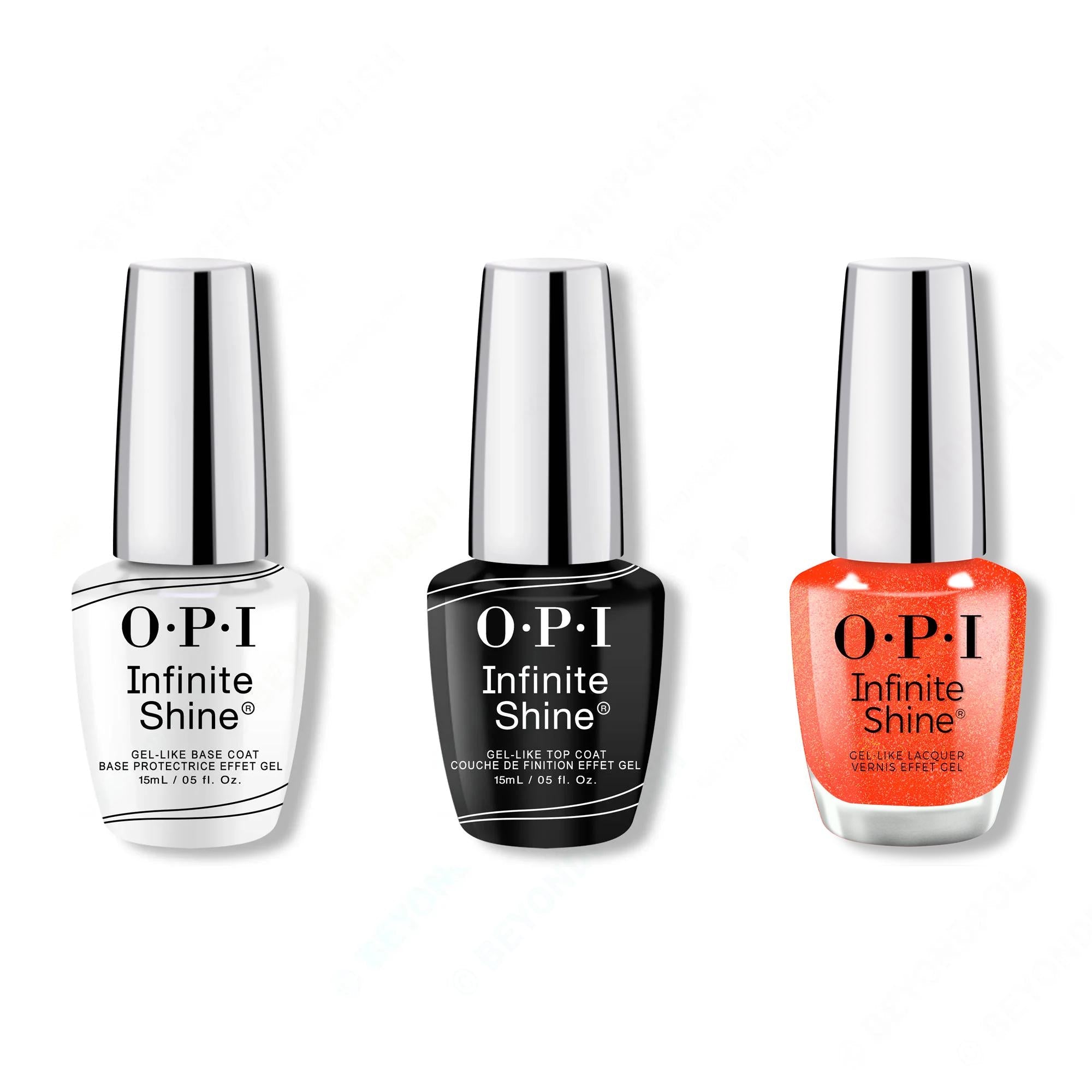 OPI - Infinite Shine Combo - Base, Top & Shock Em Orange - OPIcons Spring 2026 - Salon Quality