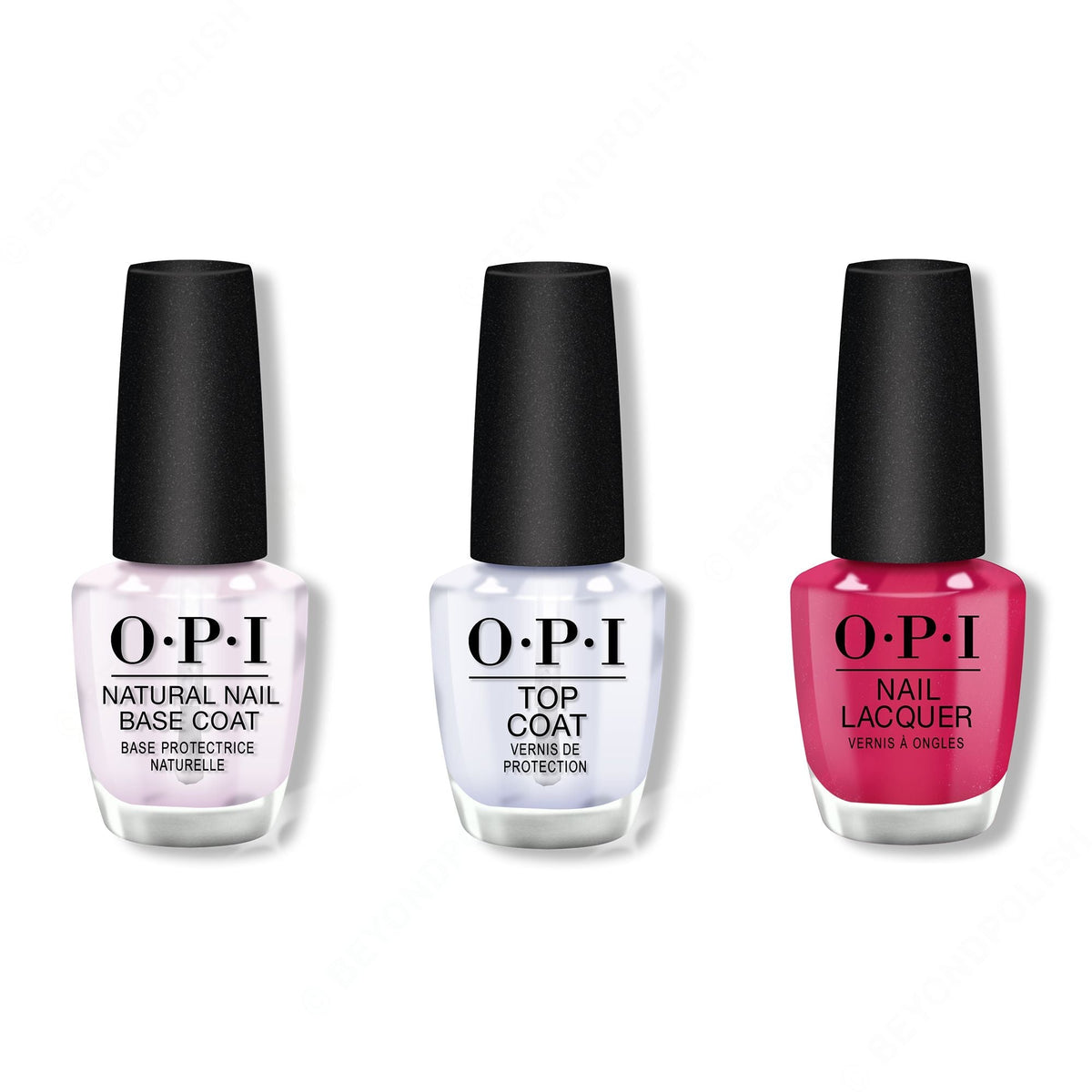 OPI - Nail Lacquer Combo - Base, Top & 15 Minutes of Flame - Salon Quality