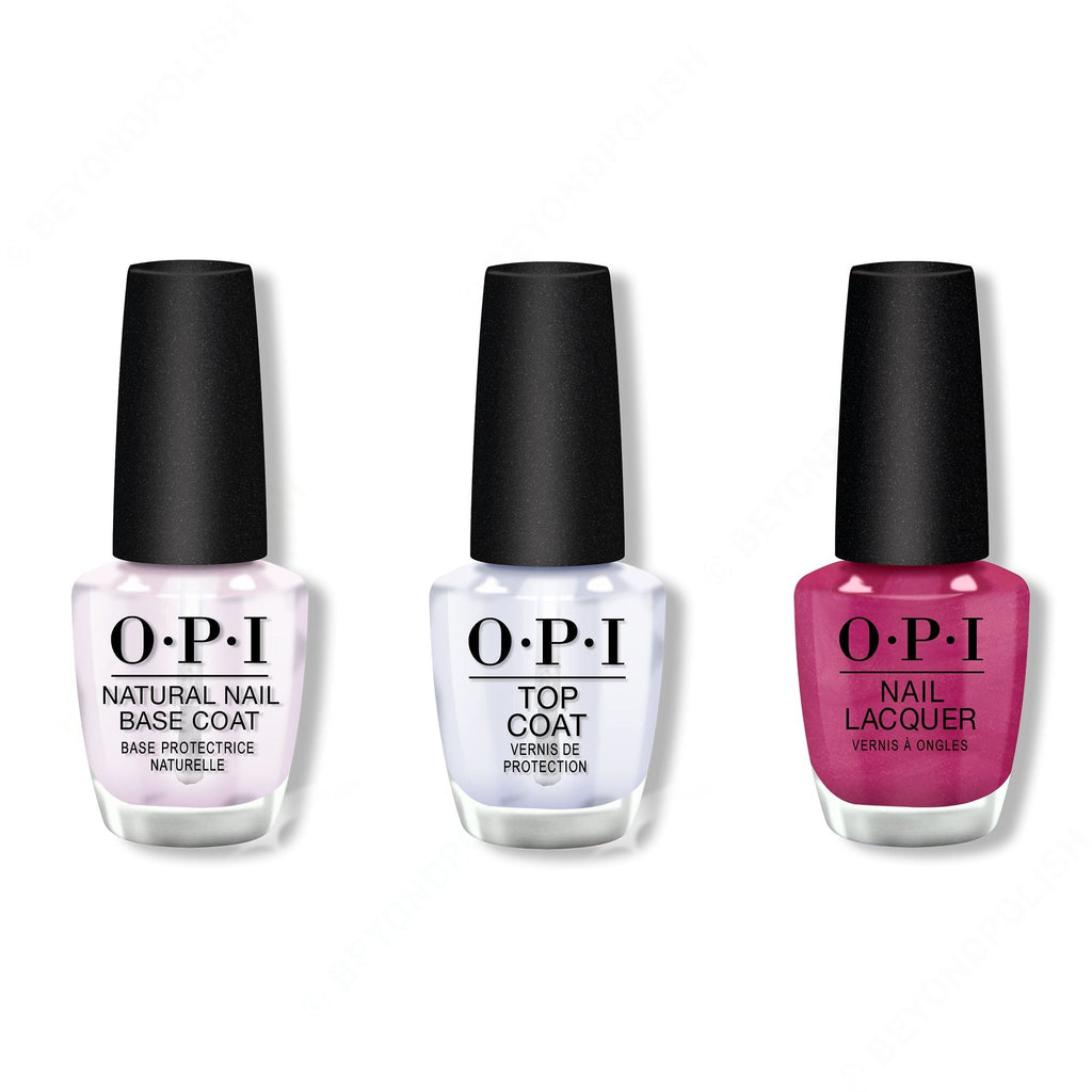 OPI - Nail Lacquer Combo - Base, Top & A Rose At Dawn... Broke By Noon 0.5 oz - Salon Quality