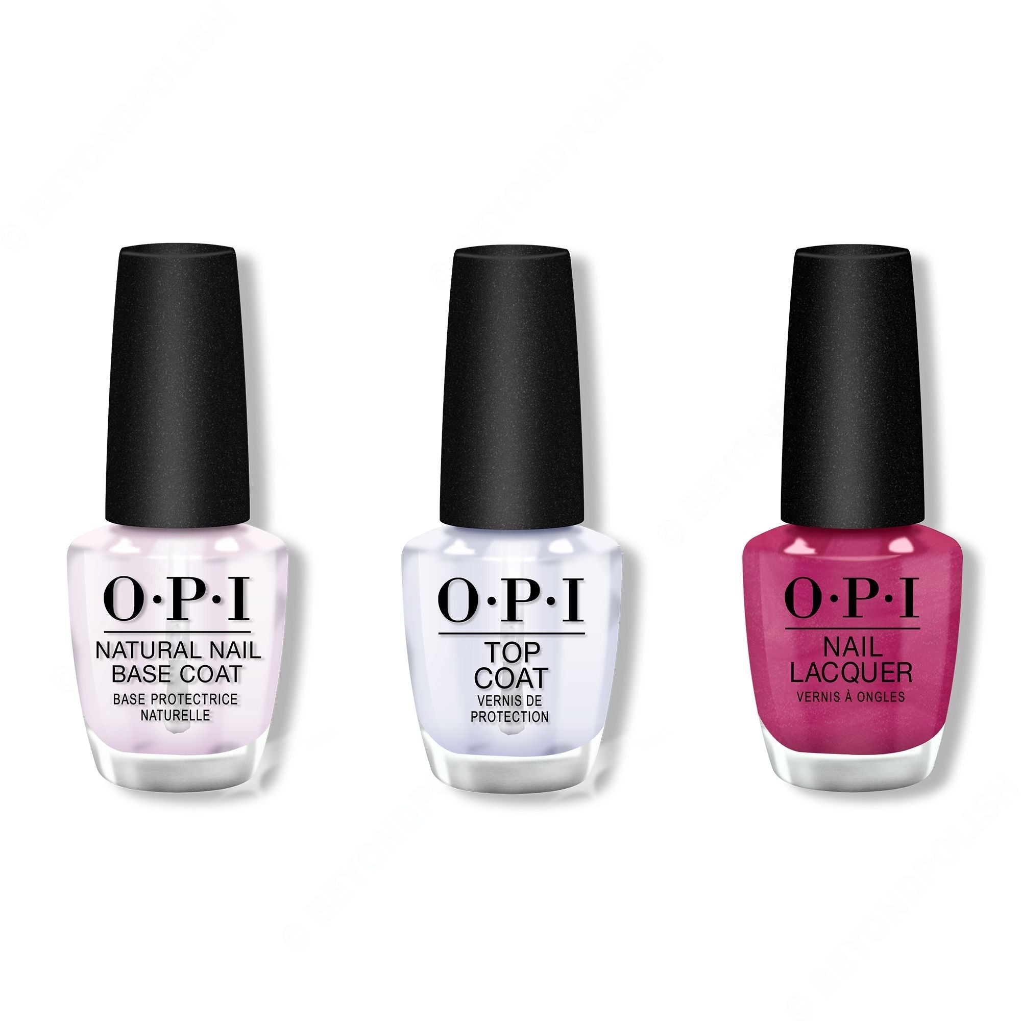 OPI - Nail Lacquer Combo - Base, Top & A Rose At Dawn... Broke By Noon 0.5 oz - Salon Quality