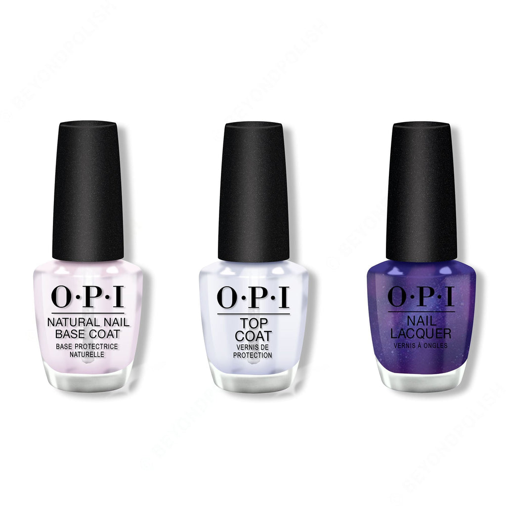 OPI - Nail Lacquer Combo - Base, Top & Abstract After Dark - Salon Quality
