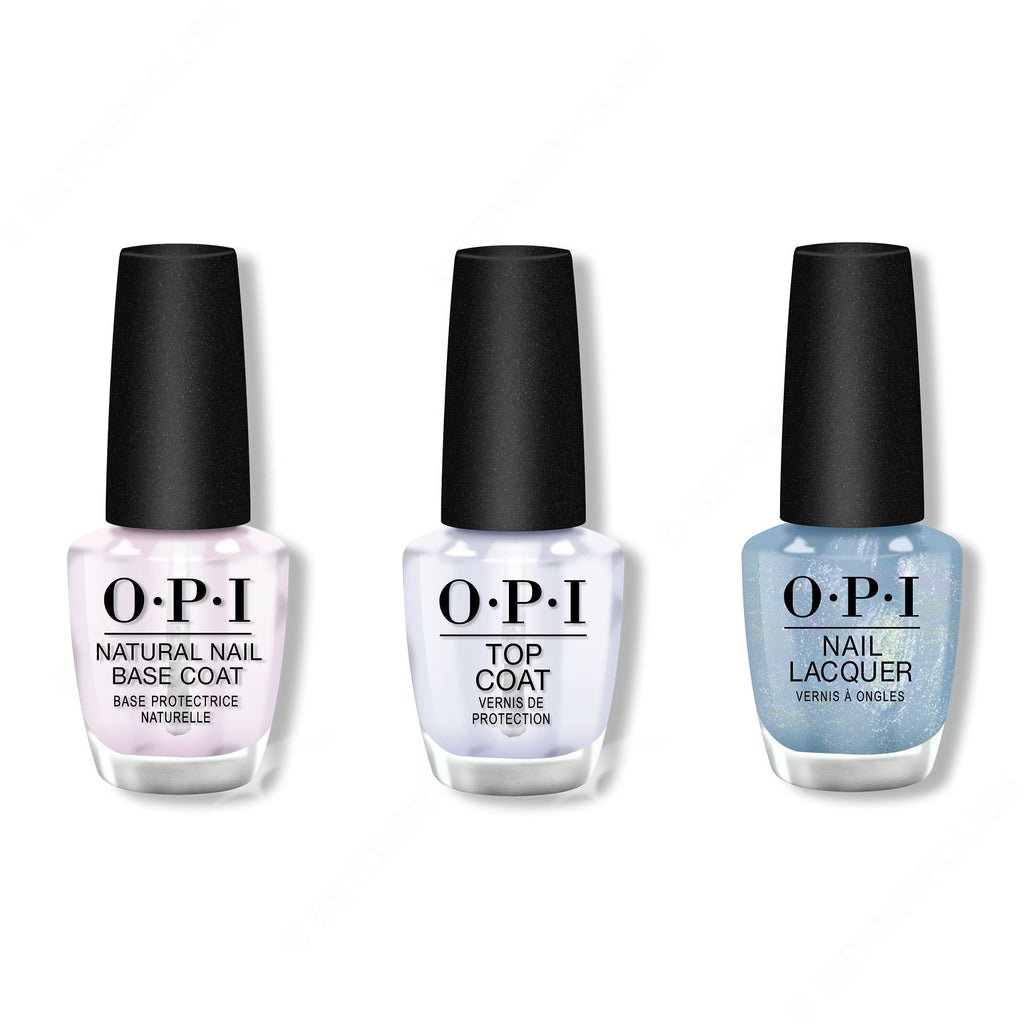 OPI - Nail Lacquer Combo - Base, Top & Angels Flight to Starry Nights - Salon Quality
