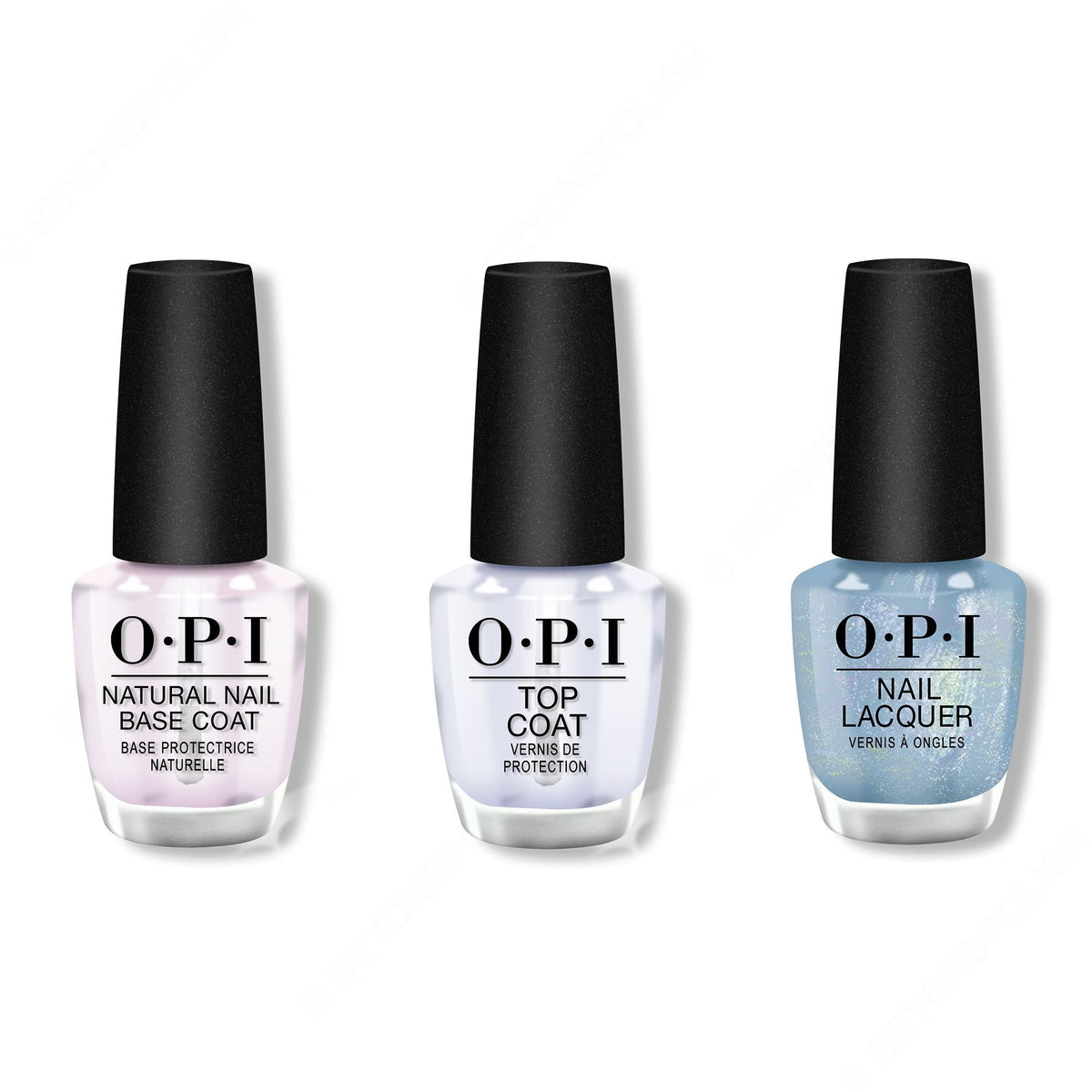 OPI - Nail Lacquer Combo - Base, Top & Angels Flight to Starry Nights - Salon Quality