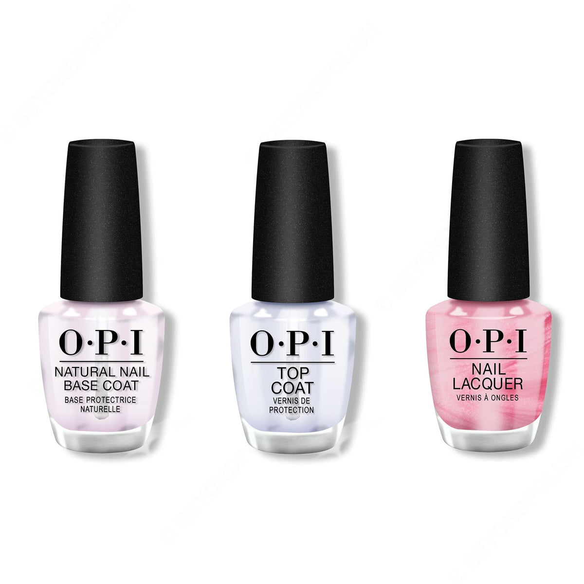 OPI - Nail Lacquer Combo - Base, Top & Aphrodite's Pink Nightie 0.5 oz - Salon Quality