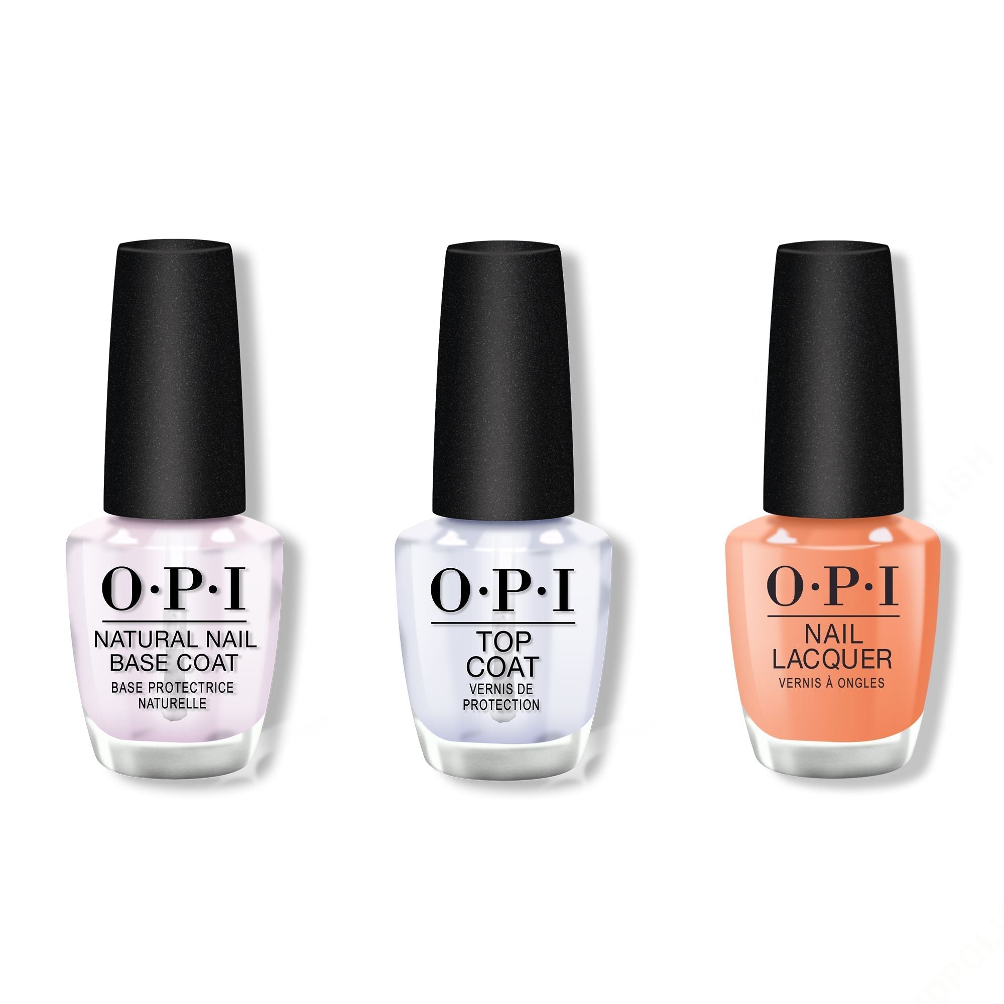 OPI - Nail Lacquer Combo - Base, Top & Apricot AF - Salon Quality