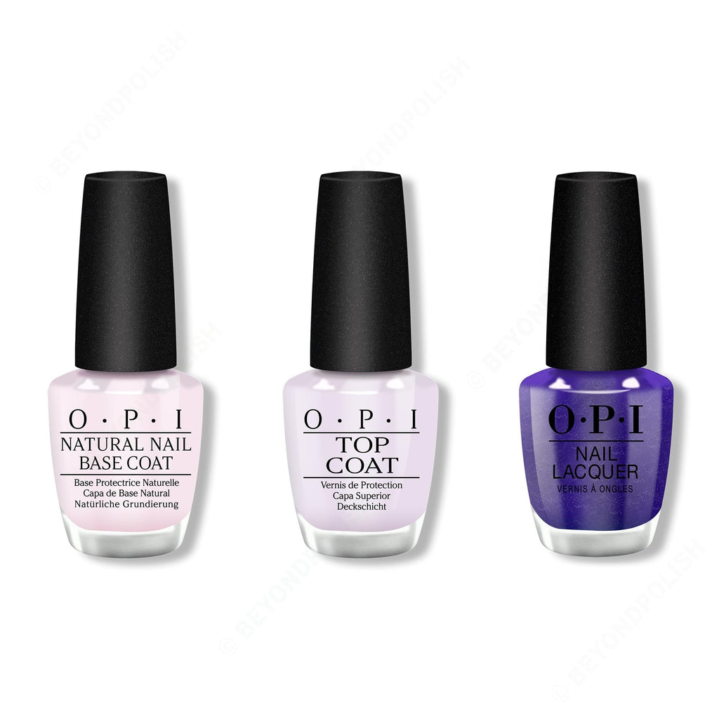 OPI - Nail Lacquer Combo - Base, Top & Aquarius Renegade - Salon Quality