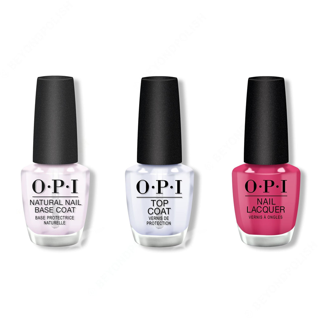 OPI - Nail Lacquer Combo - Base, Top & Aurora Berry-alis 0.5 oz - Salon Quality