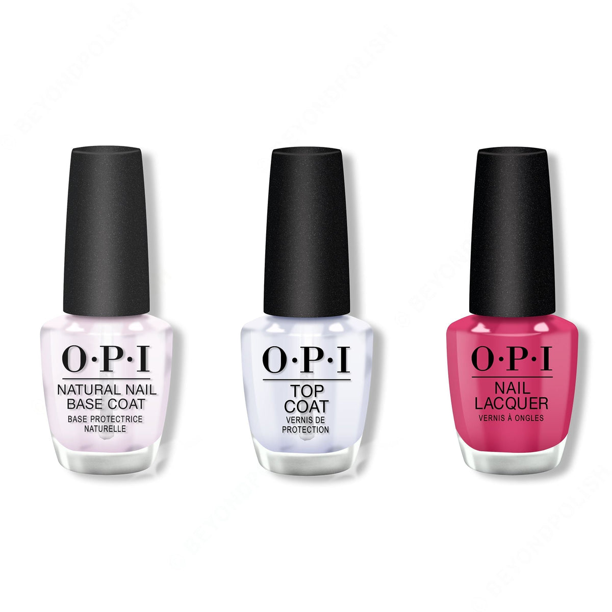 OPI - Nail Lacquer Combo - Base, Top & Aurora Berry-alis 0.5 oz - Salon Quality