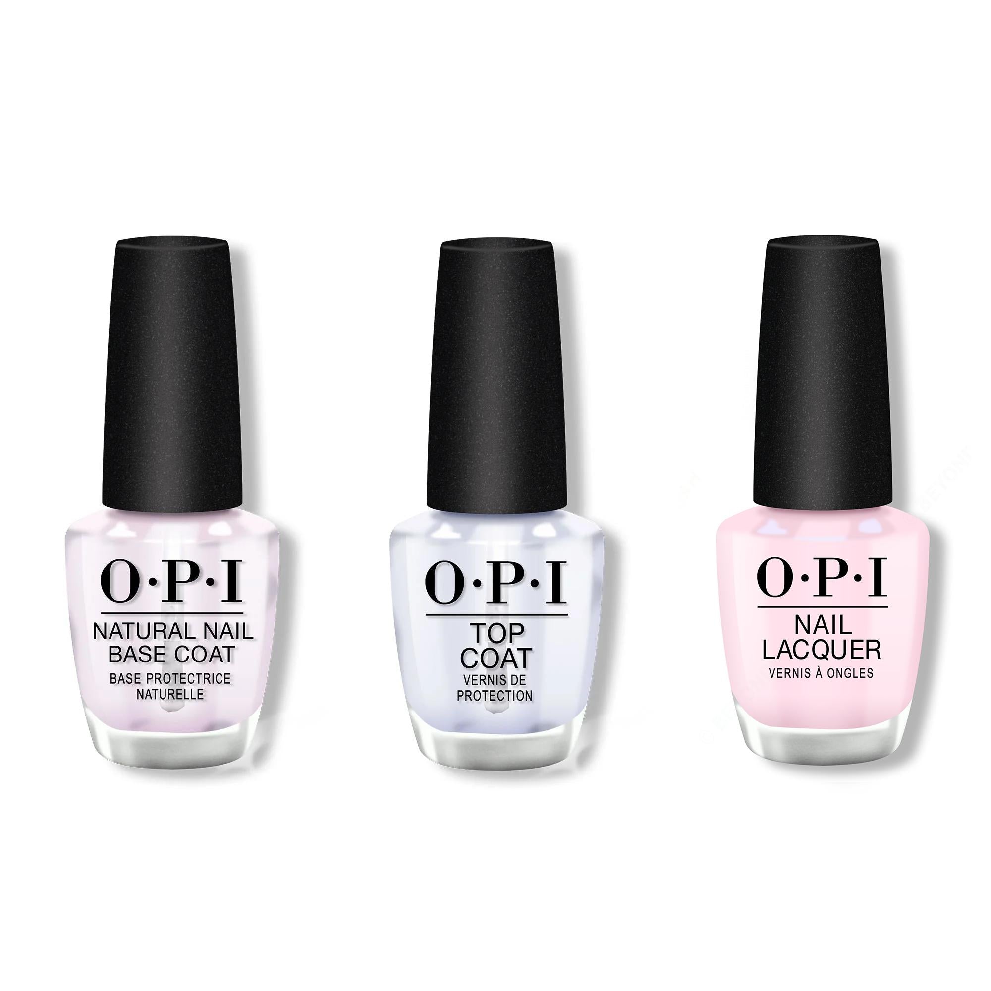 OPI - Nail Lacquer Combo - Base, Top & Baby, Pink Again - Salon Quality