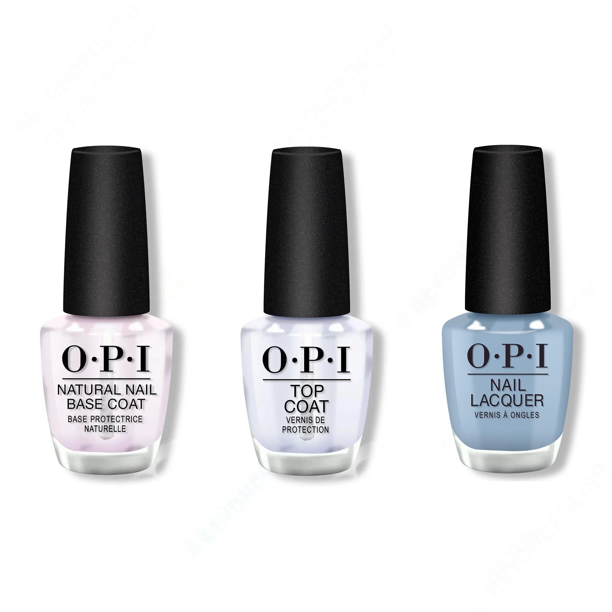 OPI - Nail Lacquer Combo - Base, Top & Baggy Jean Baby - Salon Quality