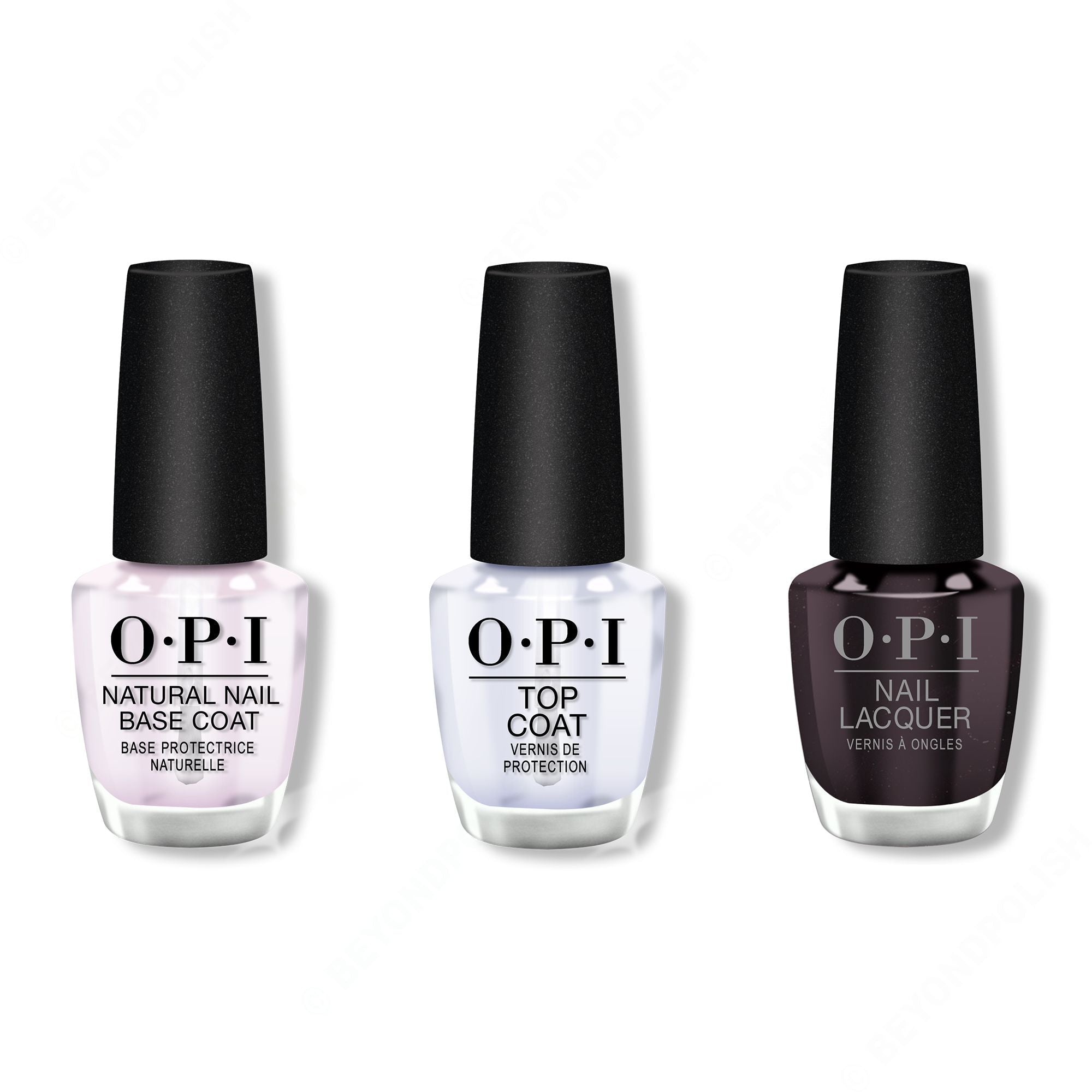 OPI - Nail Lacquer Combo - Base, Top & Black Cherry Chutney 0.5 oz - Salon Quality