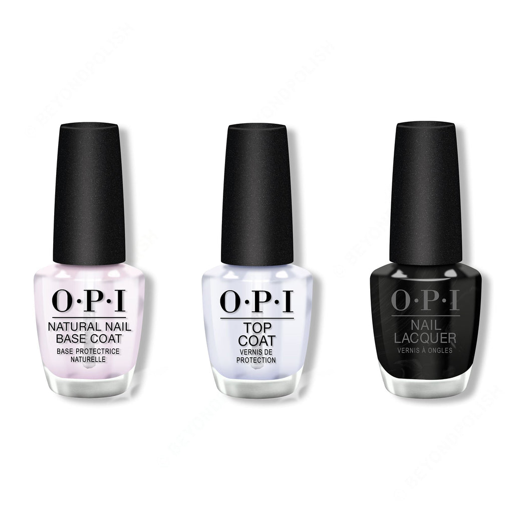 OPI - Nail Lacquer Combo - Base, Top & Black Onyx 0.5 oz - Salon Quality