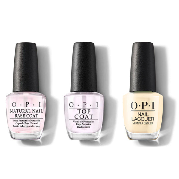 OPI - Nail Lacquer Combo - Base, Top & Blinded By The Ring Light - Salon Quality