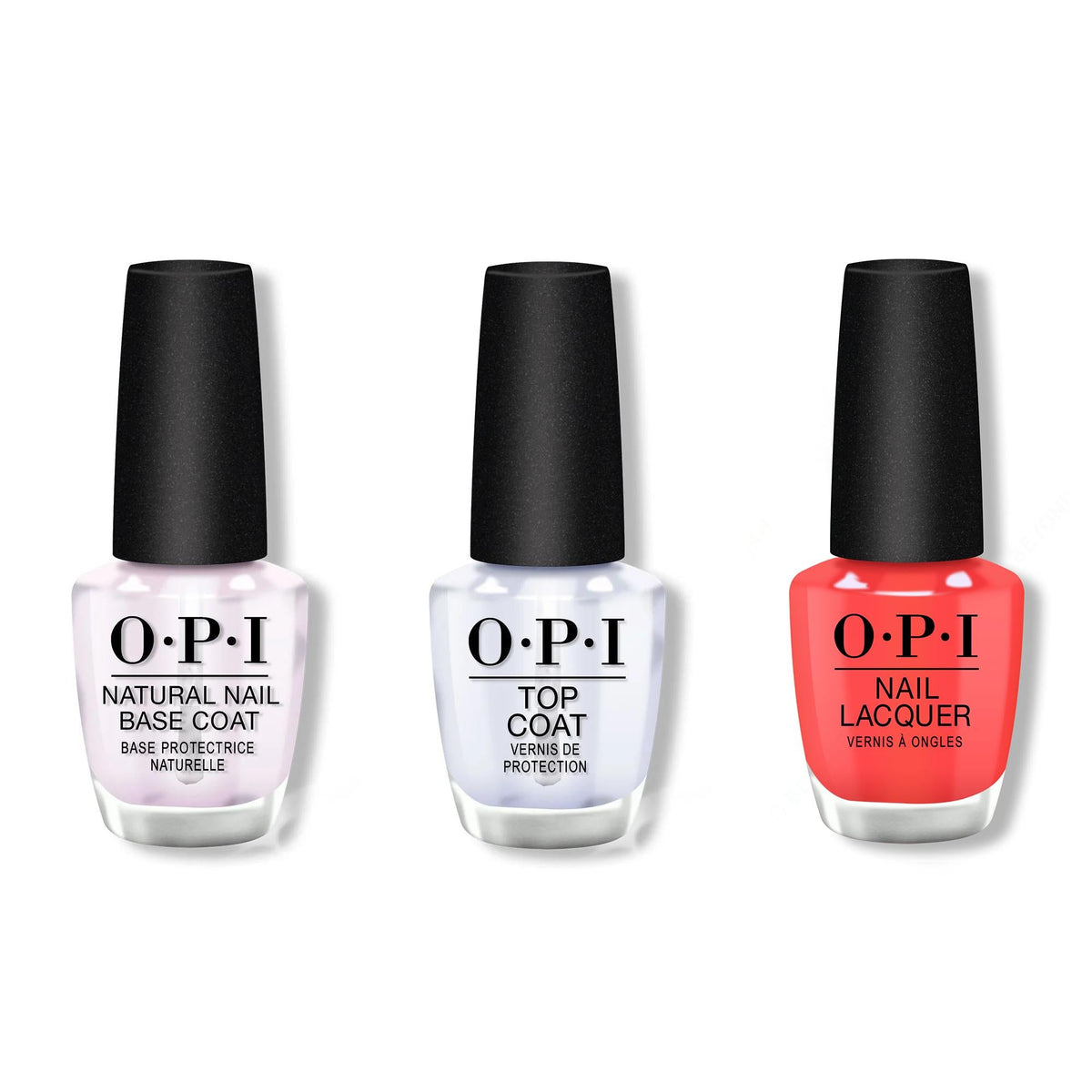 OPI - Nail Lacquer Combo - Base, Top & Blushin' Pride - Salon Quality