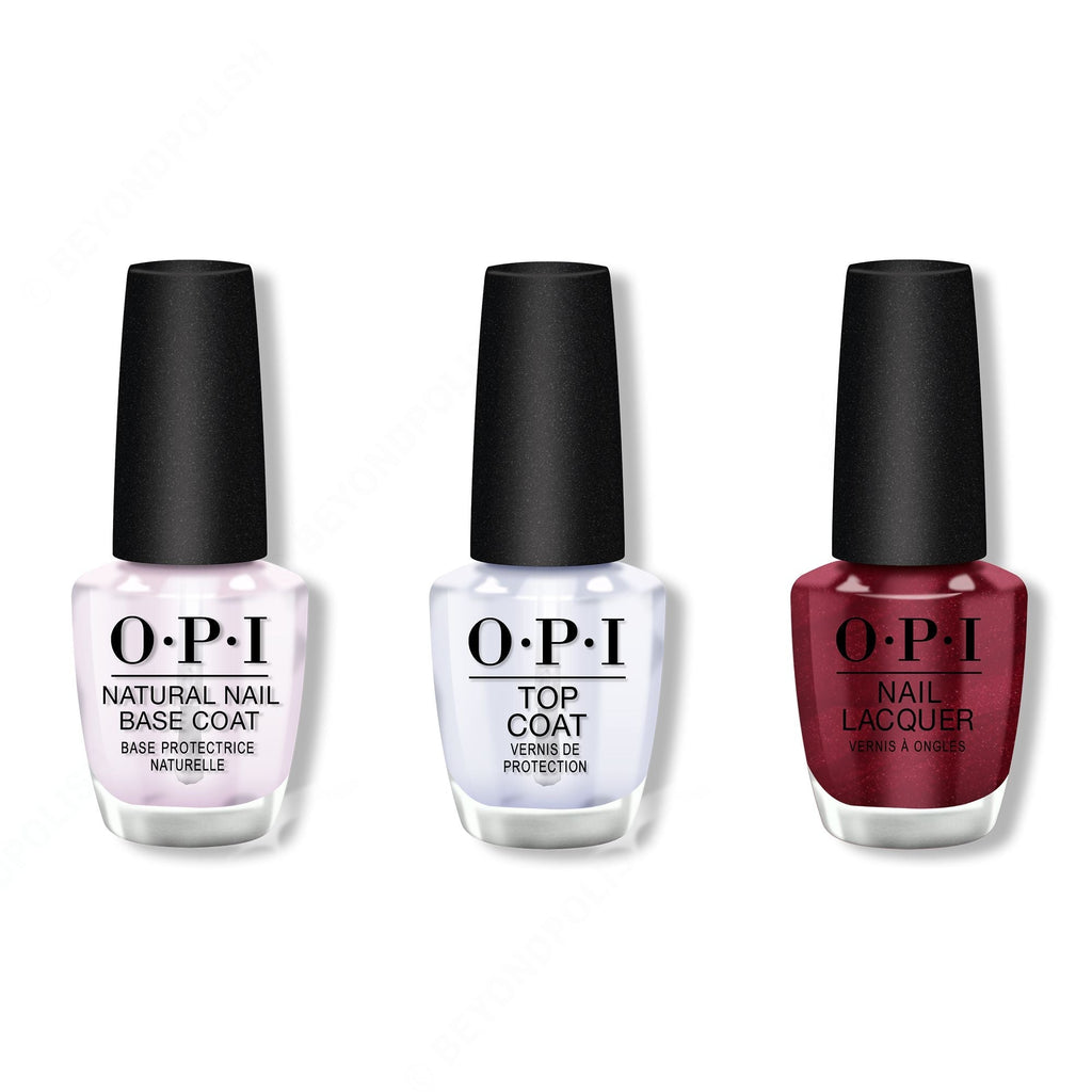 OPI - Nail Lacquer Combo - Base, Top & Bogota Blackberry 0.5 oz - Salon Quality