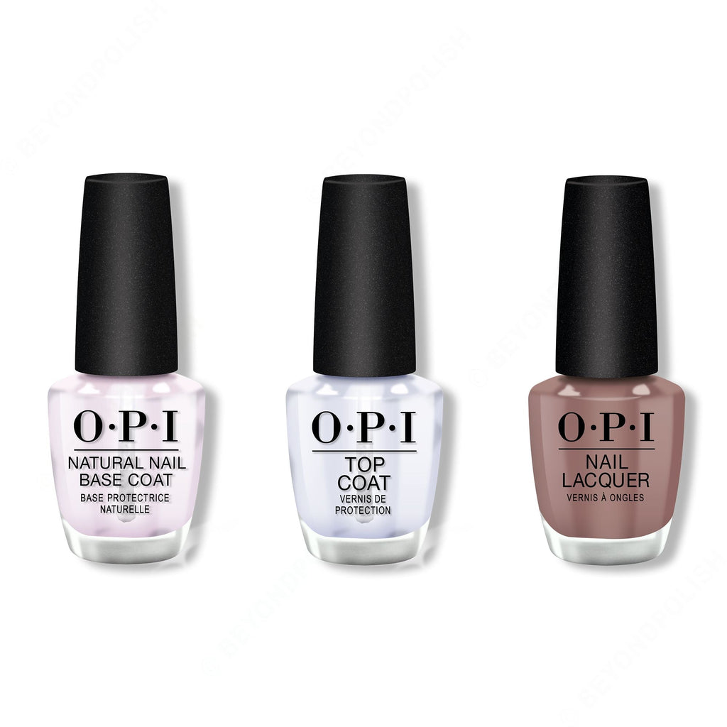 OPI - Nail Lacquer Combo - Base, Top & Bonfire Serenade - Salon Quality