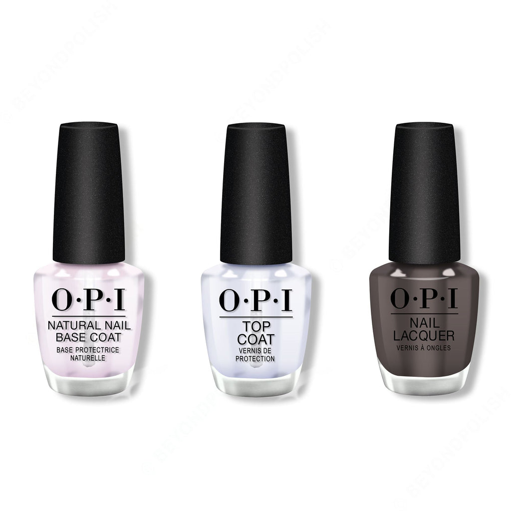 OPI - Nail Lacquer Combo - Base, Top & Brown To Earth - Salon Quality