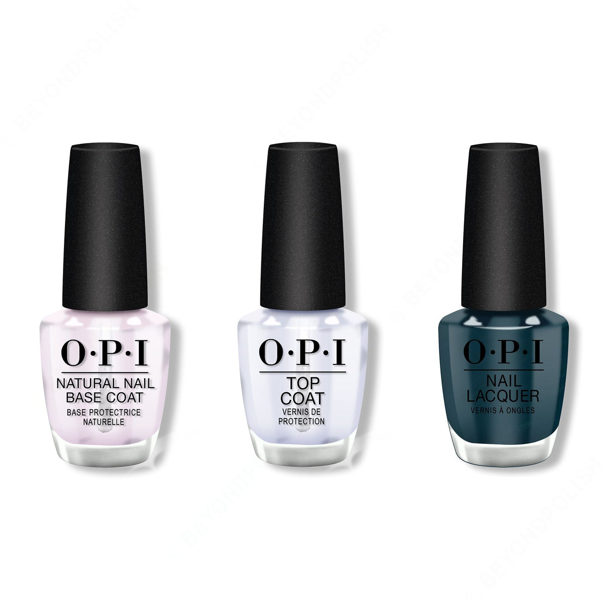 OPI - Nail Lacquer Combo - Base, Top & CIA = Color Is Awesome 0.5 oz - Salon Quality