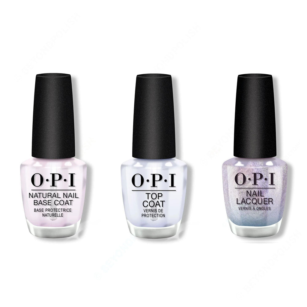 OPI - Nail Lacquer Combo - Base, Top & Case of Glamnesia - Salon Quality