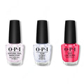 OPI - Nail Lacquer Combo - Base, Top & Charged Up Cherry 0.5 oz - Salon Quality